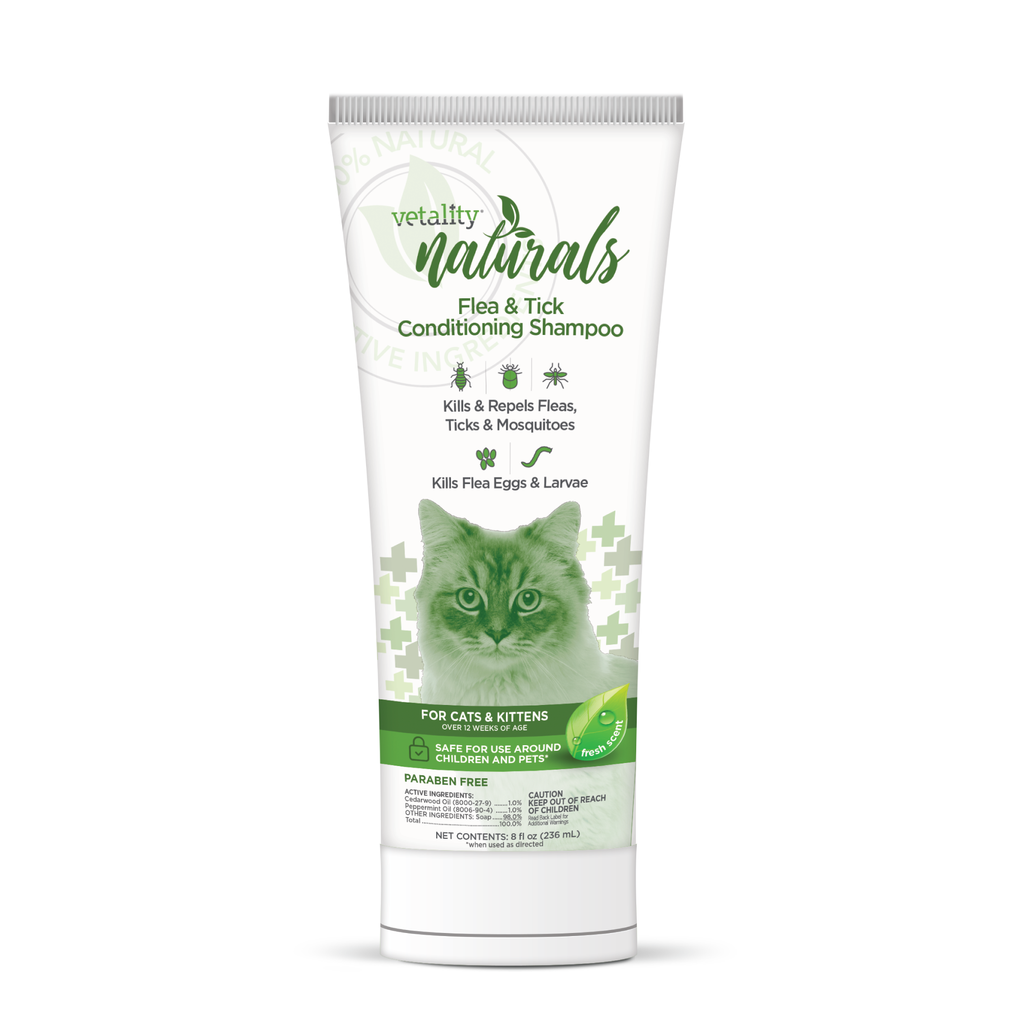 Vetality Naturals Flea & Tick Conditioning Shampoo for Cats 8 fl