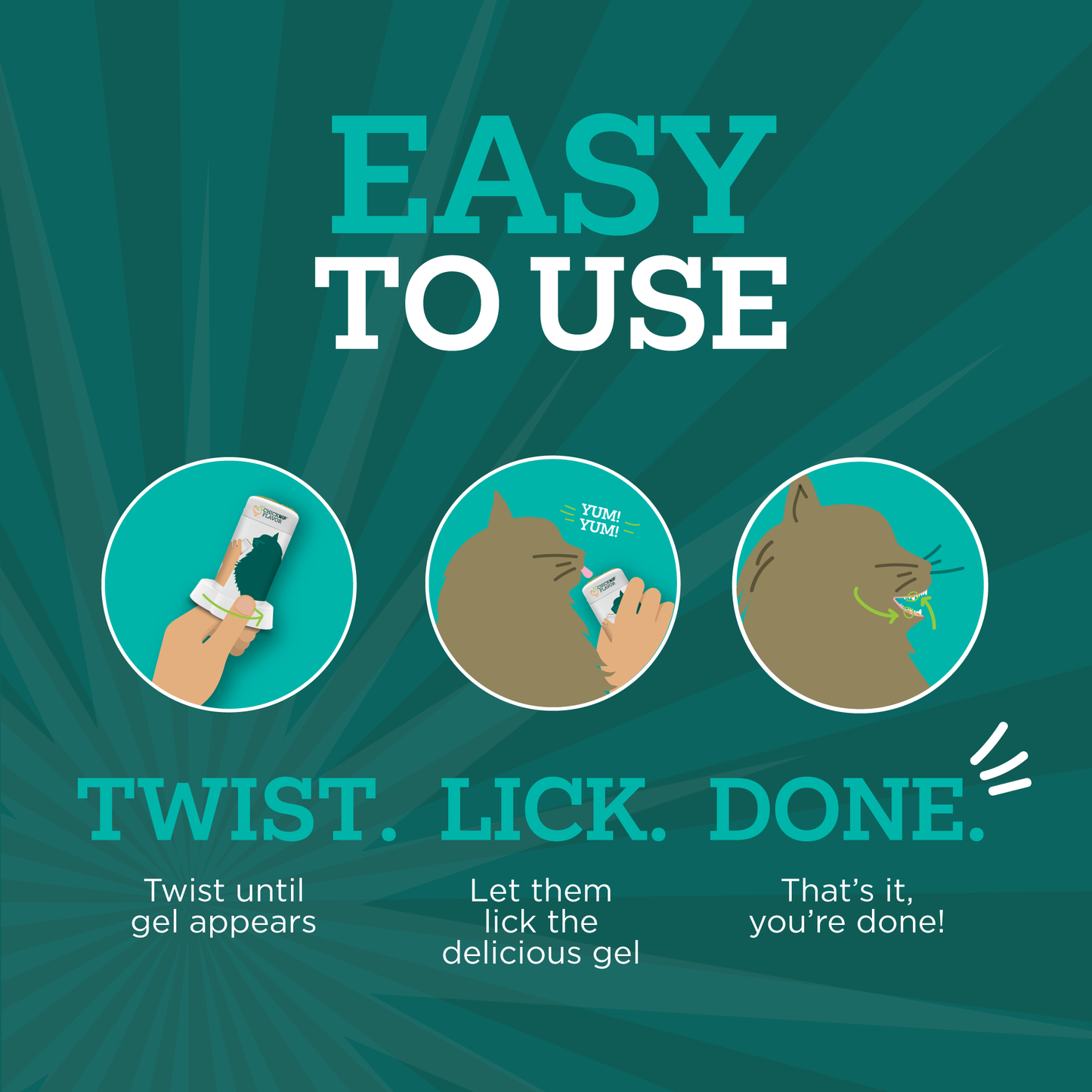 Twist + Lick Dental Gel for Cats, Cleans Teeth and Freshens Breath for 24 Hours, Cat Nip Flavor, 30 Day Supply